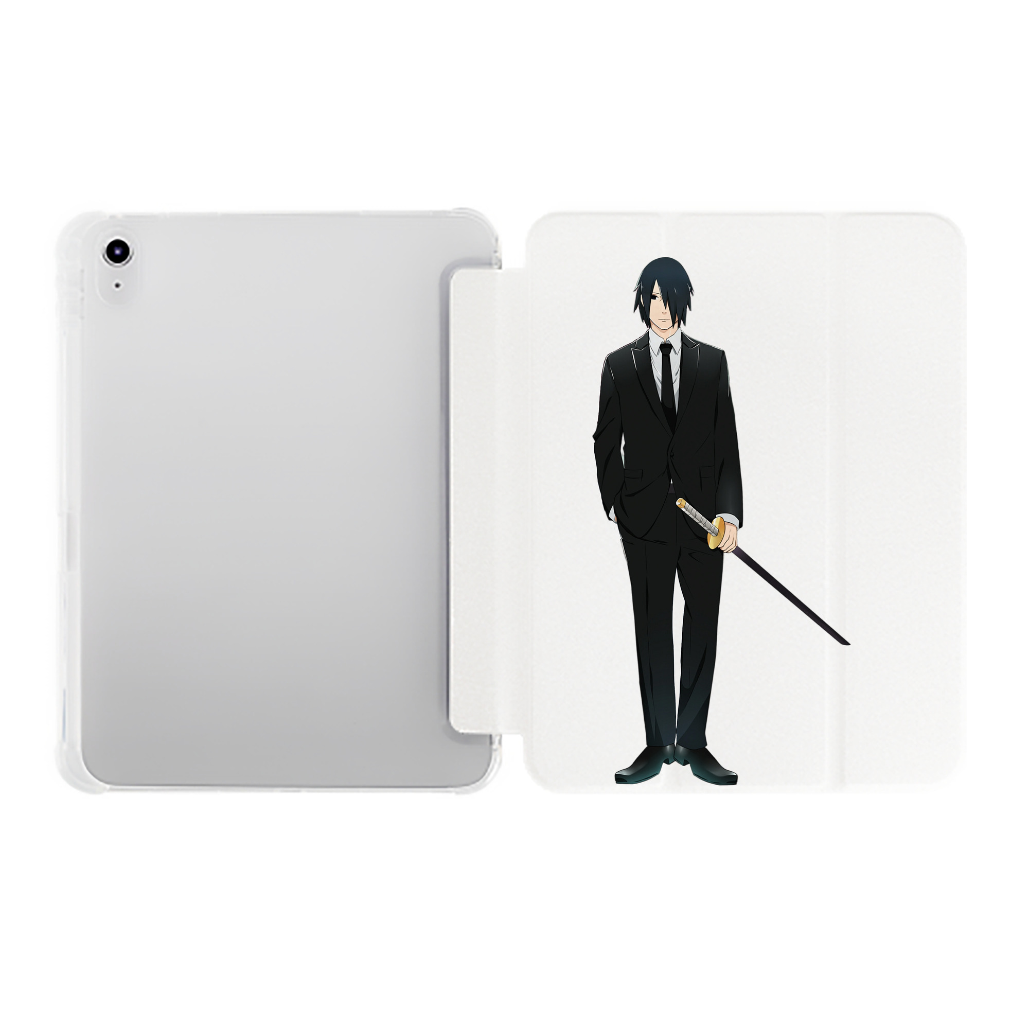 （画像用） NARUTO -ナルト- うちは サスケ Uchiha Sasuke IPad ケース ペン収納付き 三つ折りスタンド PUレザー×シリコン 対応機種9.5/10.5/10.9インチ
